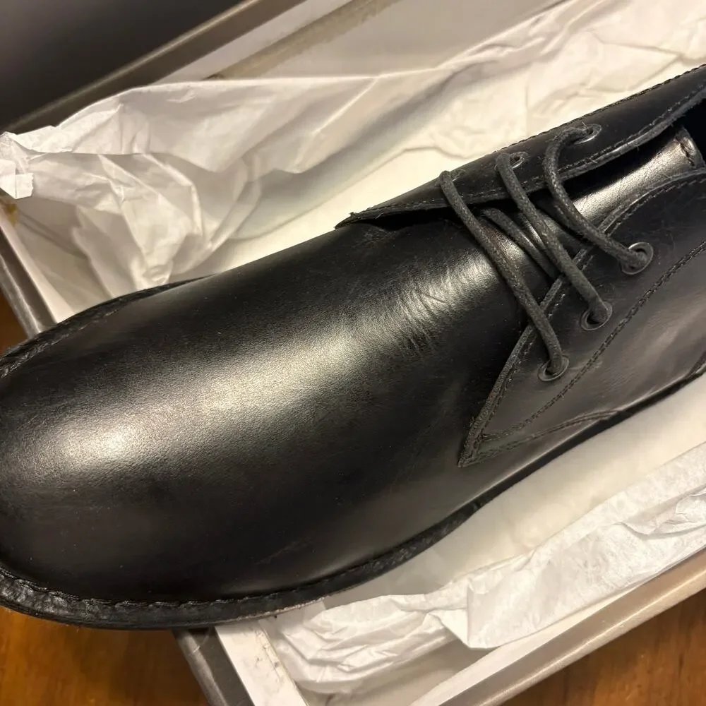 Crown Vintage Mens Casper Chukka Boots 8.5 NWT Black Lace Up Oxford Leather